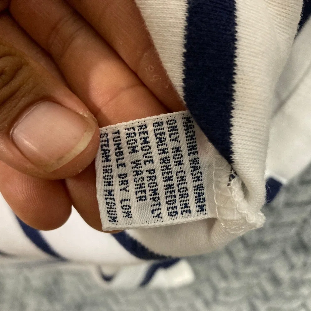 Polo Ralph Lauren Polo Shirt Mens L Striped White Navy Blue